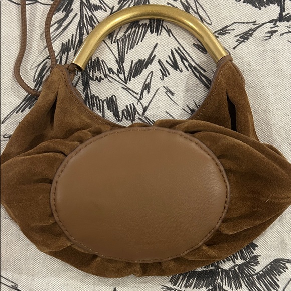 Madewell  Brown Suede Women's Bag with Gold Handle - Picture 4 of 5